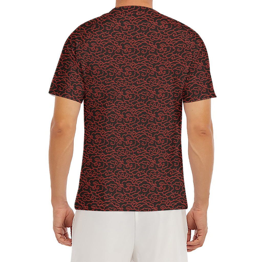 Chinese Cloud Pattern Print Men's Short Sleeve Rash Guard