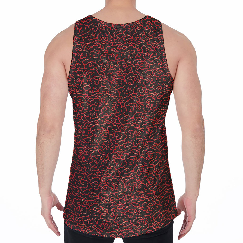 Chinese Cloud Pattern Print Men's Velvet Tank Top