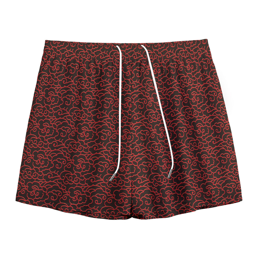 Chinese Cloud Pattern Print Mesh Shorts