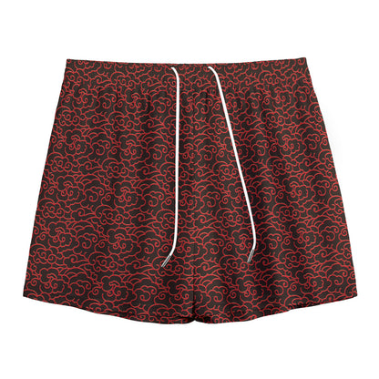 Chinese Cloud Pattern Print Mesh Shorts