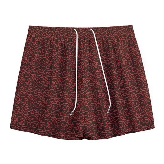 Chinese Cloud Pattern Print Mesh Shorts