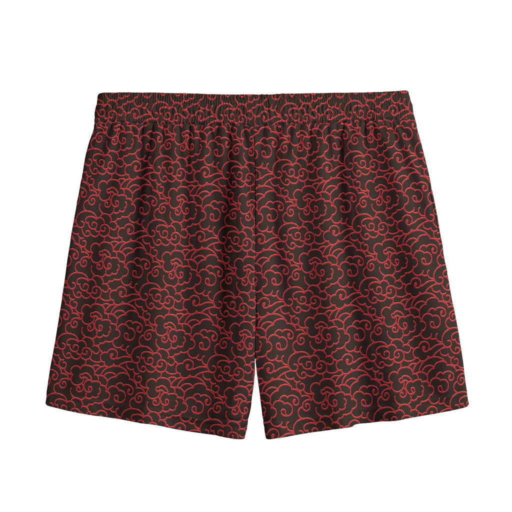 Chinese Cloud Pattern Print Mesh Shorts