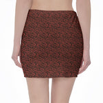 Chinese Cloud Pattern Print Pencil Mini Skirt