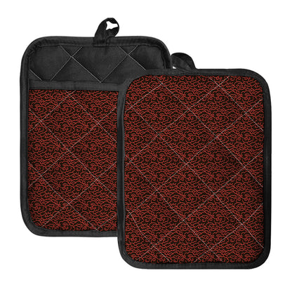 Chinese Cloud Pattern Print Pot Holders With Pocket
