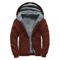 Chinese Cloud Pattern Print Sherpa Lined Zip Up Hoodie
