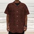 Chinese Cloud Pattern Print Textured Short Sleeve Shirt