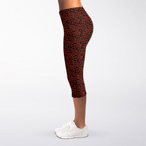 Chinese Cloud Pattern Print Women's Capri Leggings