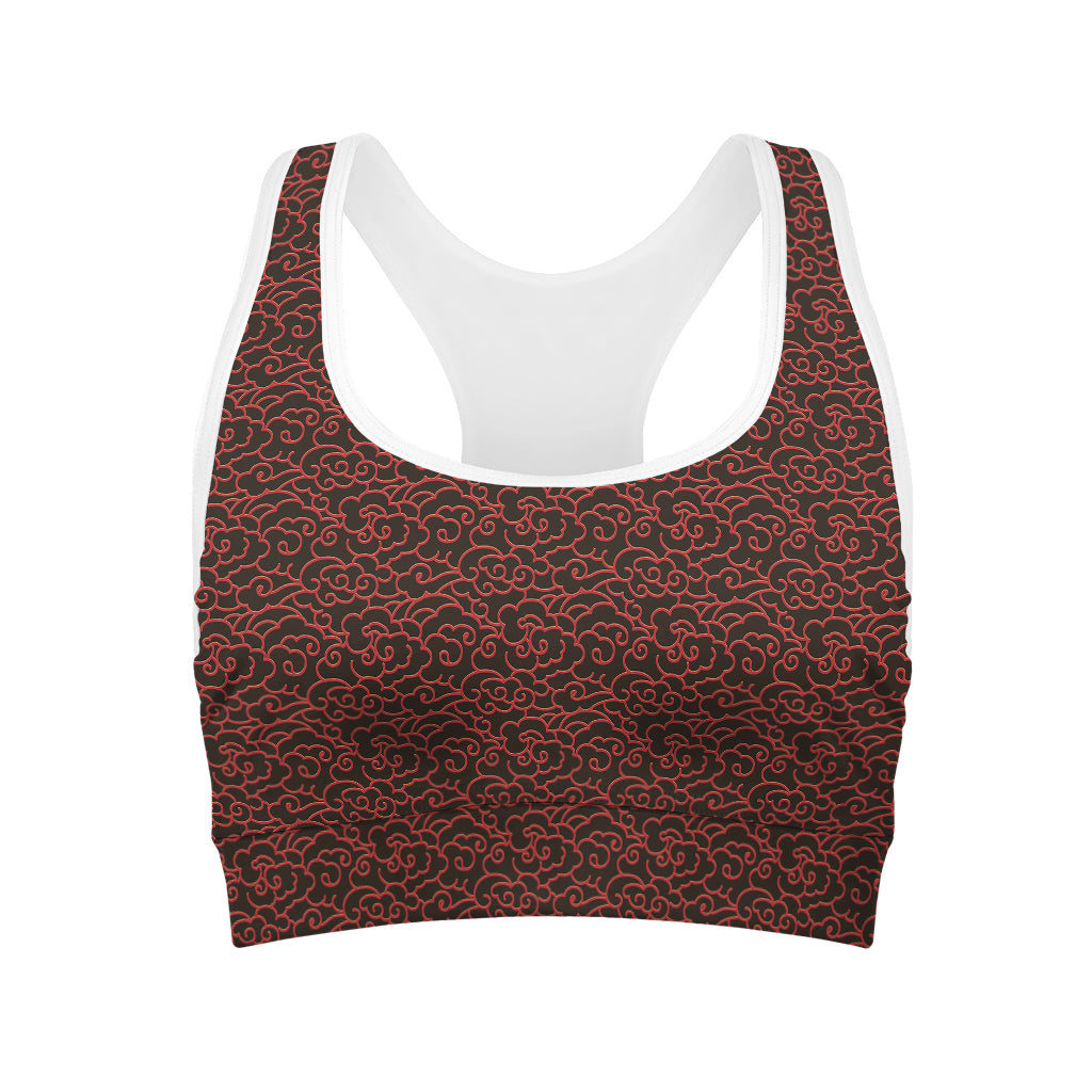 Chinese Cloud Pattern Print Women's Sports Bra