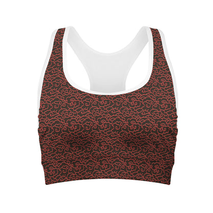 Chinese Cloud Pattern Print Women's Sports Bra