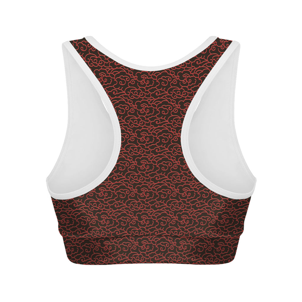 Chinese Cloud Pattern Print Women's Sports Bra