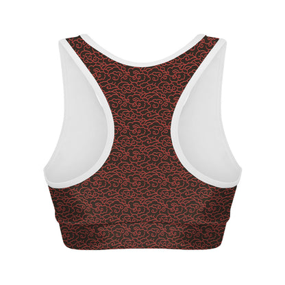 Chinese Cloud Pattern Print Women's Sports Bra