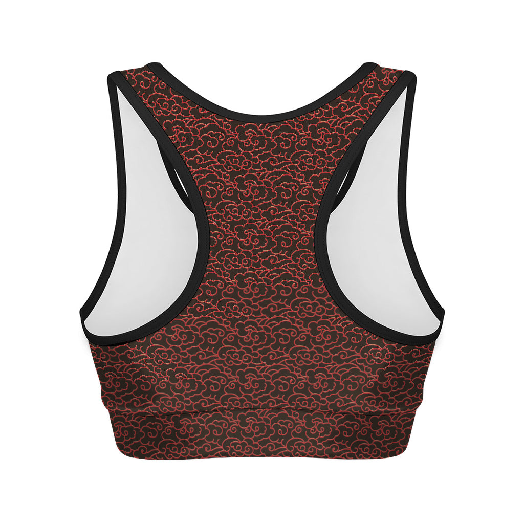 Chinese Cloud Pattern Print Women's Sports Bra