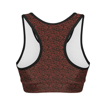 Chinese Cloud Pattern Print Women's Sports Bra