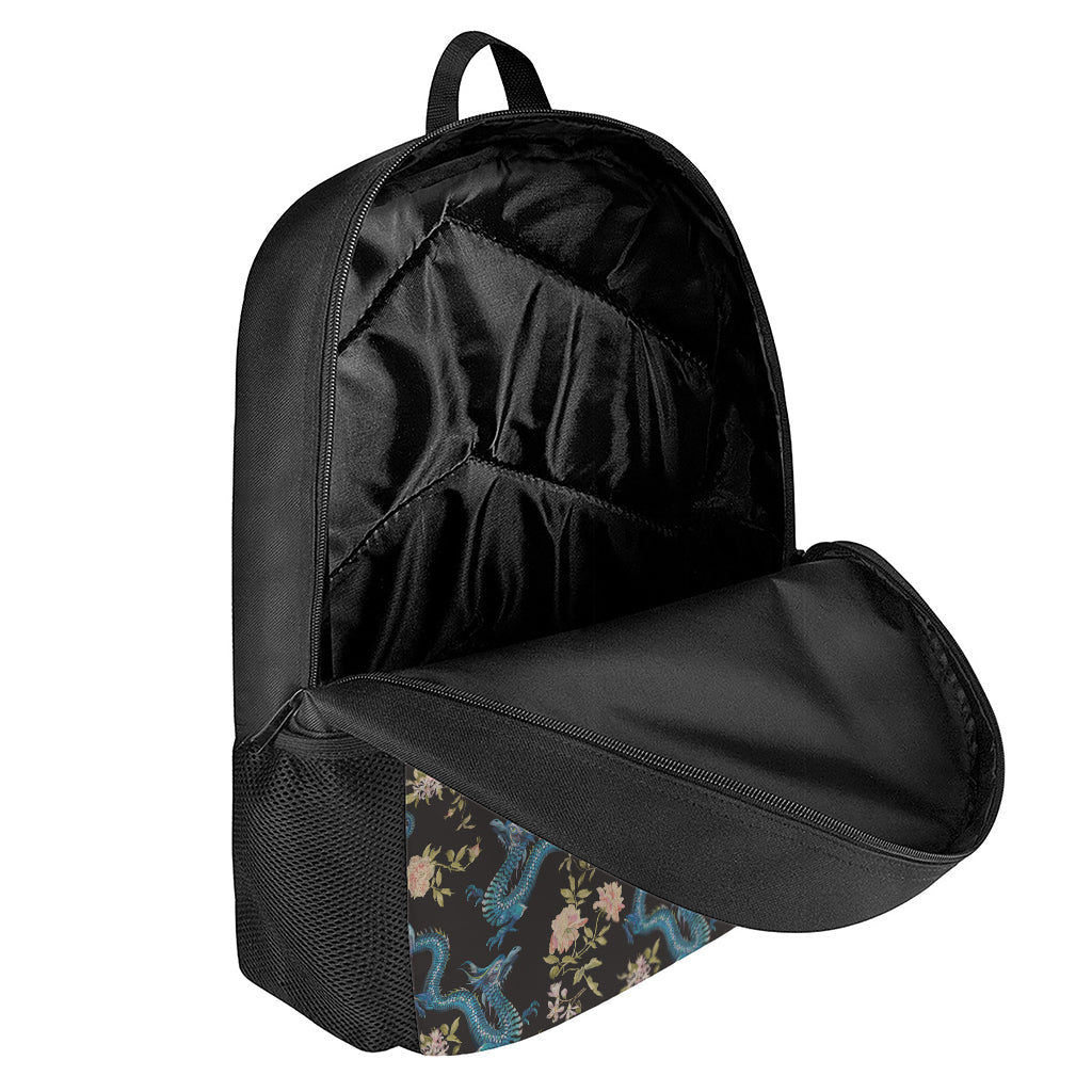 Chinese Dragon And Flower Pattern Print 17 Inch Backpack