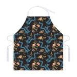 Chinese Dragon And Flower Pattern Print Adjustable Apron