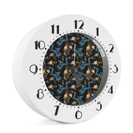Chinese Dragon And Flower Pattern Print Alarm Clock