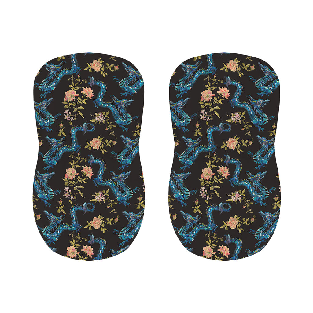 Chinese Dragon And Flower Pattern Print Bar Stool Covers
