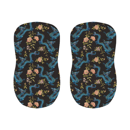 Chinese Dragon And Flower Pattern Print Bar Stool Covers