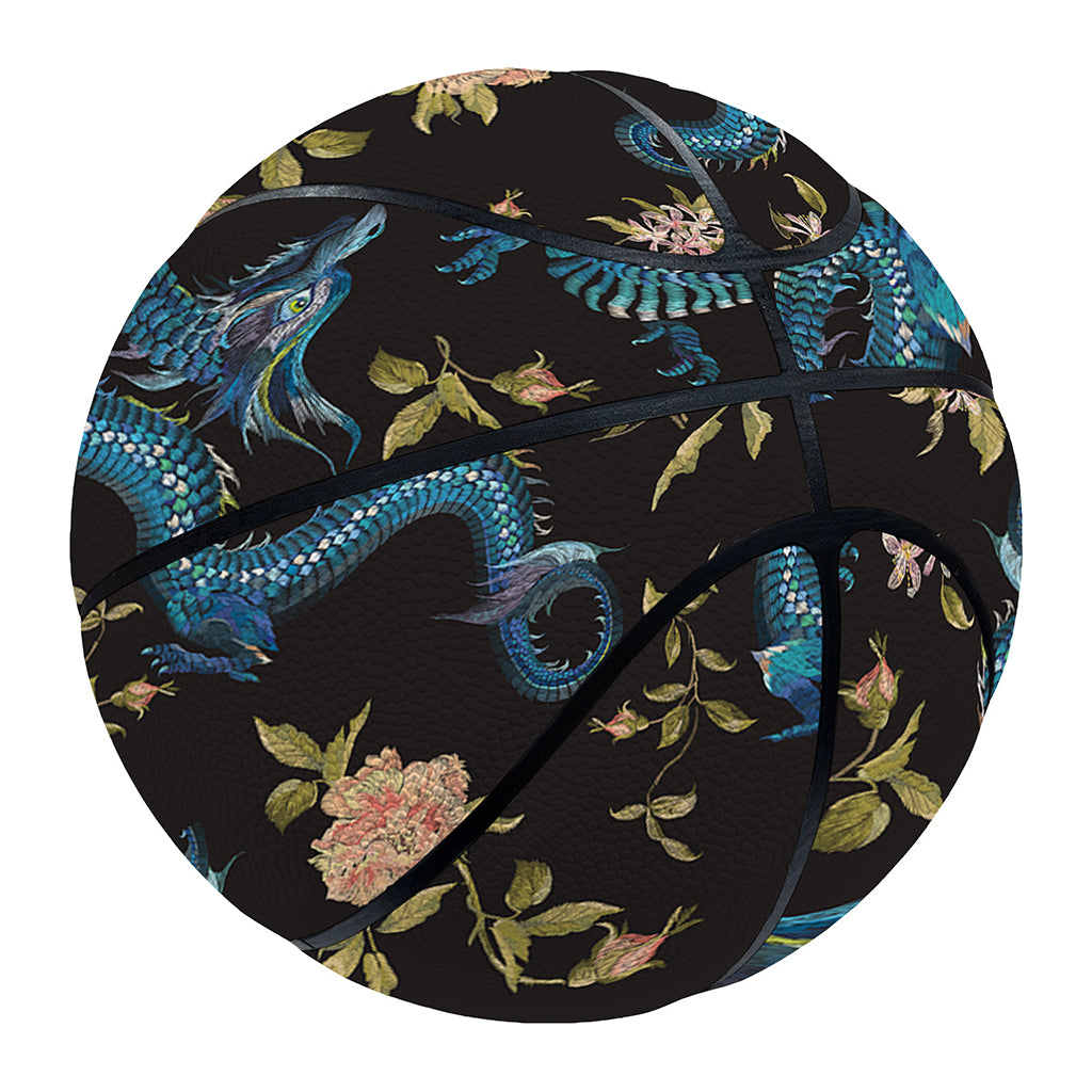 Chinese Dragon And Flower Pattern Print Basketball