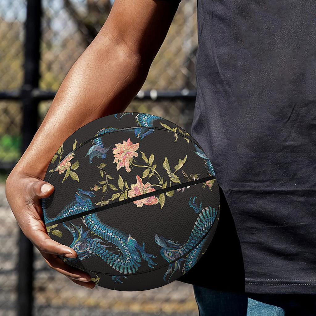 Chinese Dragon And Flower Pattern Print Basketball