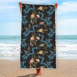 Chinese Dragon And Flower Pattern Print Beach Towel