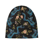 Chinese Dragon And Flower Pattern Print Beanie