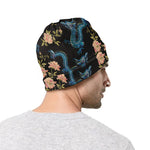 Chinese Dragon And Flower Pattern Print Beanie