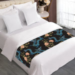 Chinese Dragon And Flower Pattern Print Bed Runner