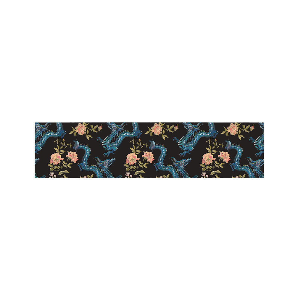 Chinese Dragon And Flower Pattern Print Bed Runner