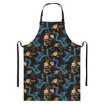 Chinese Dragon And Flower Pattern Print Bib Apron With Pocket