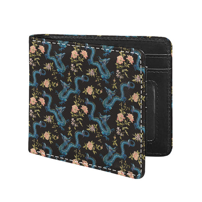 Chinese Dragon And Flower Pattern Print Bifold Wallet