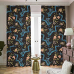 Chinese Dragon And Flower Pattern Print Blackout Pencil Pleat Curtains