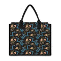 Chinese Dragon And Flower Pattern Print Canvas Tote Bag