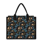 Chinese Dragon And Flower Pattern Print Canvas Tote Bag