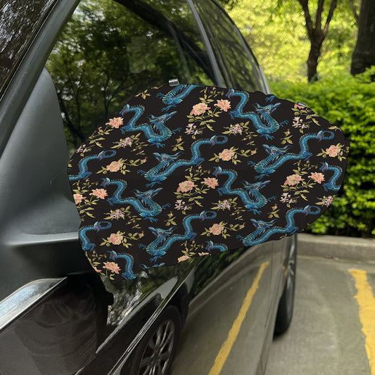 Chinese Dragon And Flower Pattern Print Car Side Mirror Covers