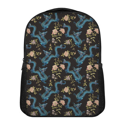 Chinese Dragon And Flower Pattern Print Casual Backpack