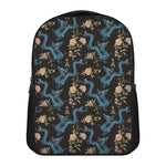 Chinese Dragon And Flower Pattern Print Casual Backpack