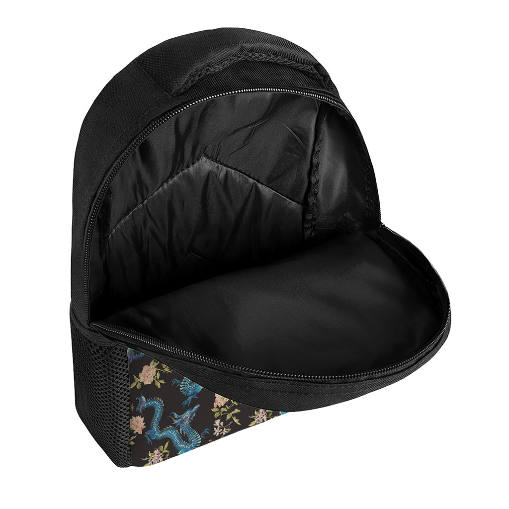 Chinese Dragon And Flower Pattern Print Casual Backpack