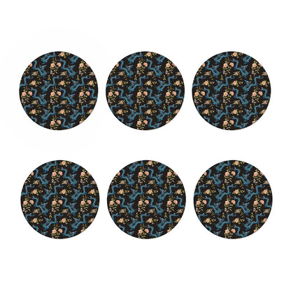 Chinese Dragon And Flower Pattern Print Coaster Set