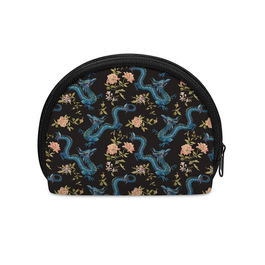 Chinese Dragon And Flower Pattern Print Coin Purse