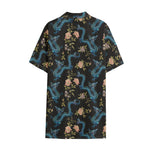 Chinese Dragon And Flower Pattern Print Cotton Hawaiian Shirt
