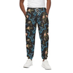 Chinese Dragon And Flower Pattern Print Cotton Pants