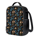 Chinese Dragon And Flower Pattern Print Crossbody Lunch Bag