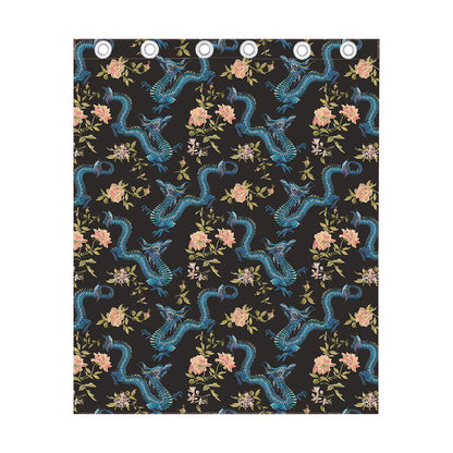 Chinese Dragon And Flower Pattern Print Curtain