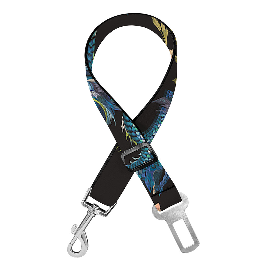 Chinese Dragon And Flower Pattern Print Dog Seat Belt