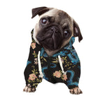Chinese Dragon And Flower Pattern Print Dog Zip Up Hoodie