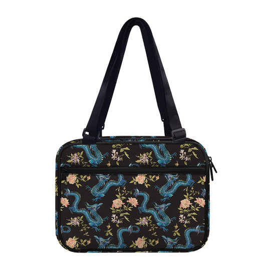 Chinese Dragon And Flower Pattern Print Double Strap Bible Bag