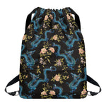 Chinese Dragon And Flower Pattern Print Drawstring Backpack
