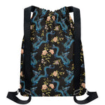 Chinese Dragon And Flower Pattern Print Drawstring Backpack