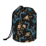 Chinese Dragon And Flower Pattern Print Drawstring Makeup Bag